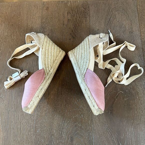 Soludos Tall Wedge Linen Espadrilles in Dusty Rose - Picture 1 of 13